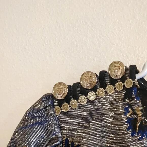 Rare London Limited edition blue metallic cocktail dress NWT size 6 - Picture 5 of 6